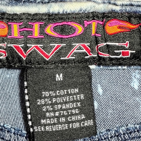 HOT SWAG Acid‎ Wash Denim Pencil Skirt Mid Rise Back Zip Y2K M 80s house party - Picture 3 of 7